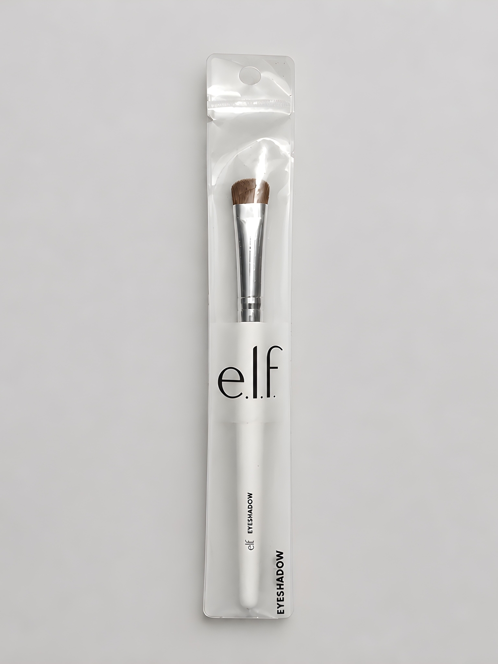 ELF White Eyeshadow Brush with Silver Ferrule and Brown Bristles